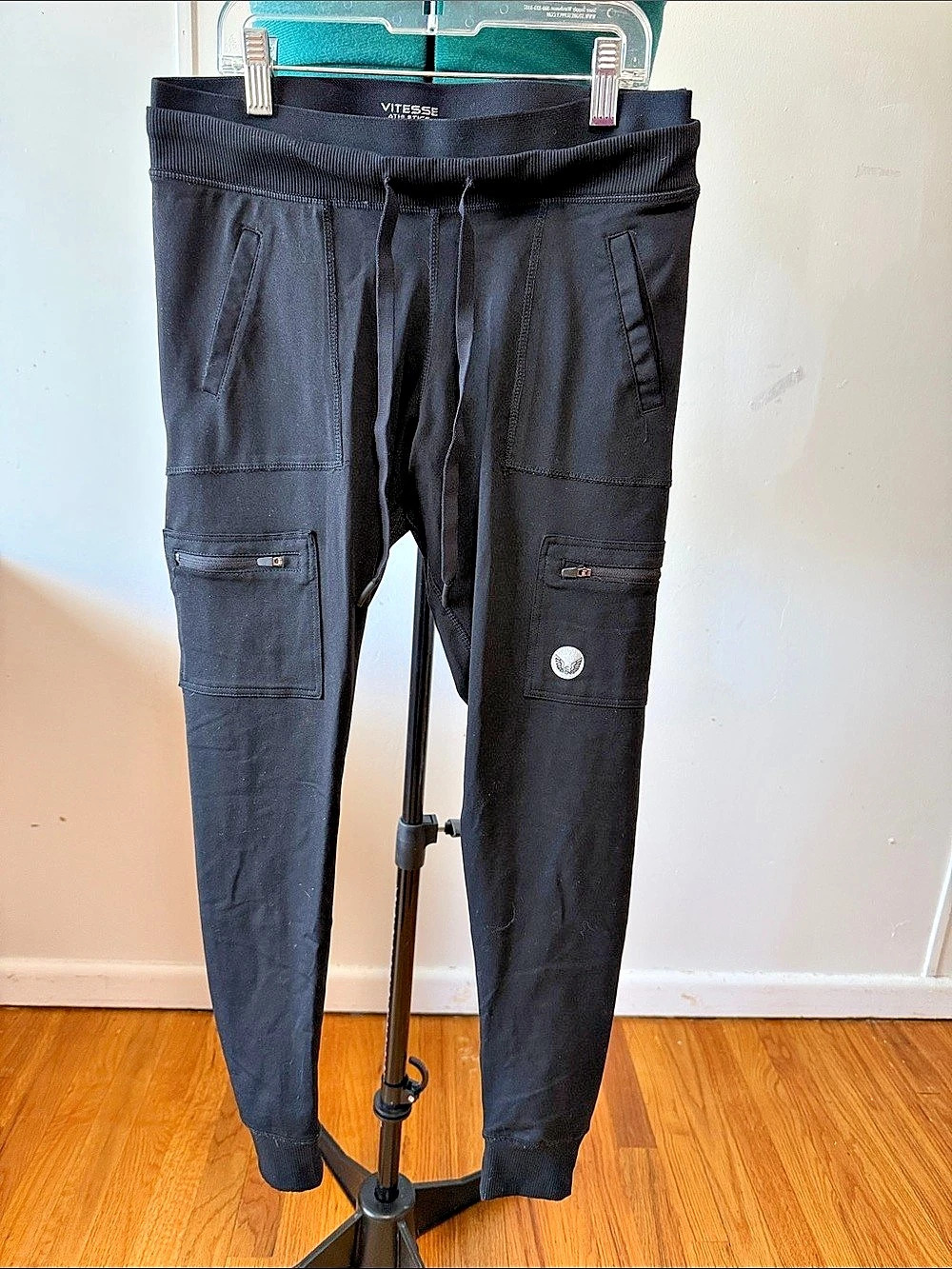 Vitesse Athletics Fitted Zip Cargo Jogger Womens Black Pants